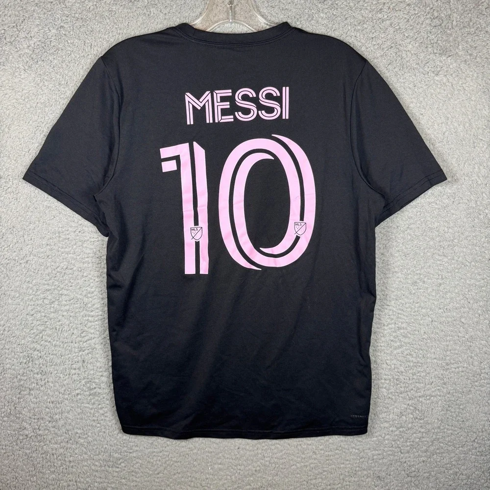 Adidas Inter Miami CF Messi 10 Soccer Jersey T-Shirt Mens Medium Black Pink MLS